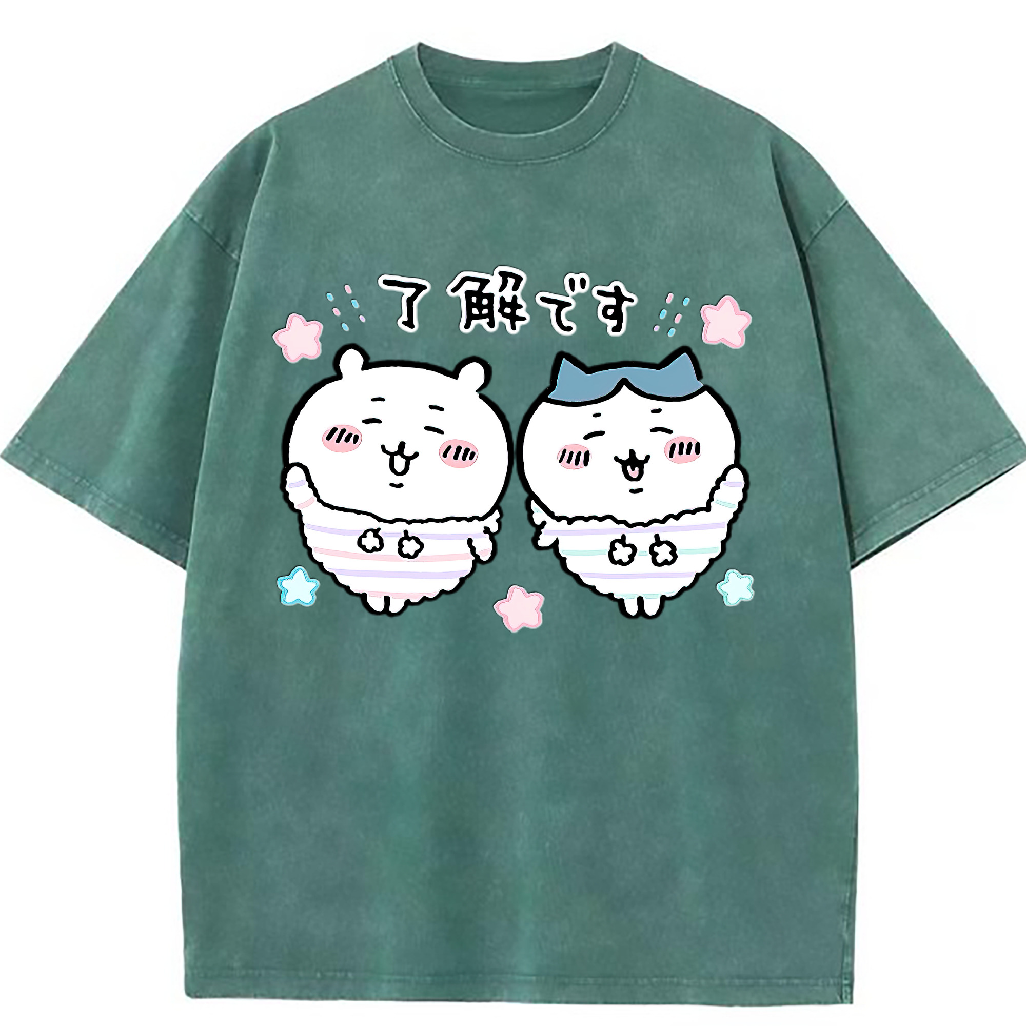 （画像用） ちいかわ ハチワレ Chii-kawa hachiware 綿100% ヴィンテージ風 半袖Tシャツ（フロントプリント）